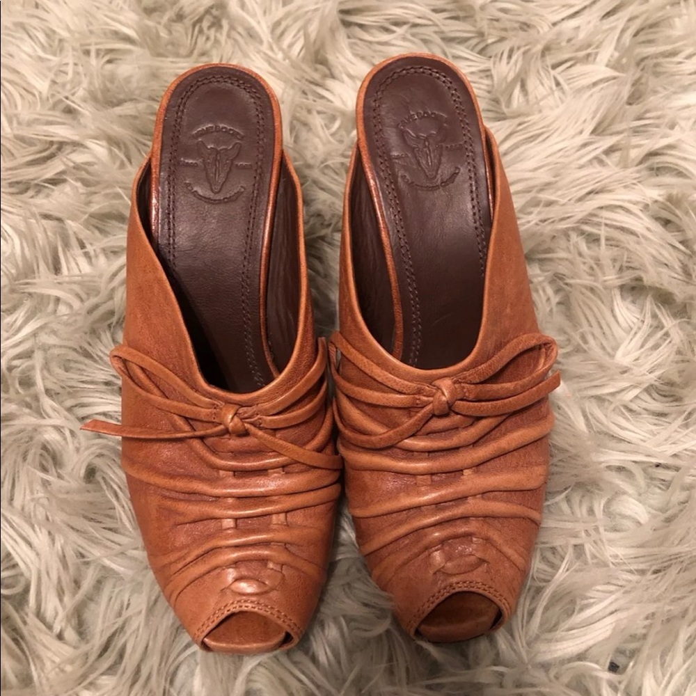 Frye slide boot peep toe
